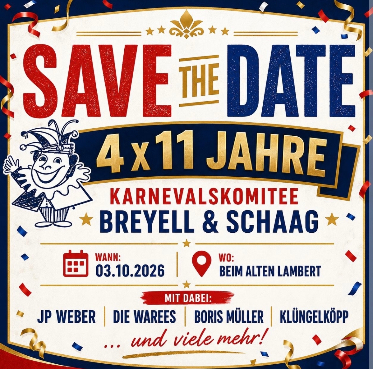 Plakat zu Jubiläum 4x11 Komitee Breyell-Schaag