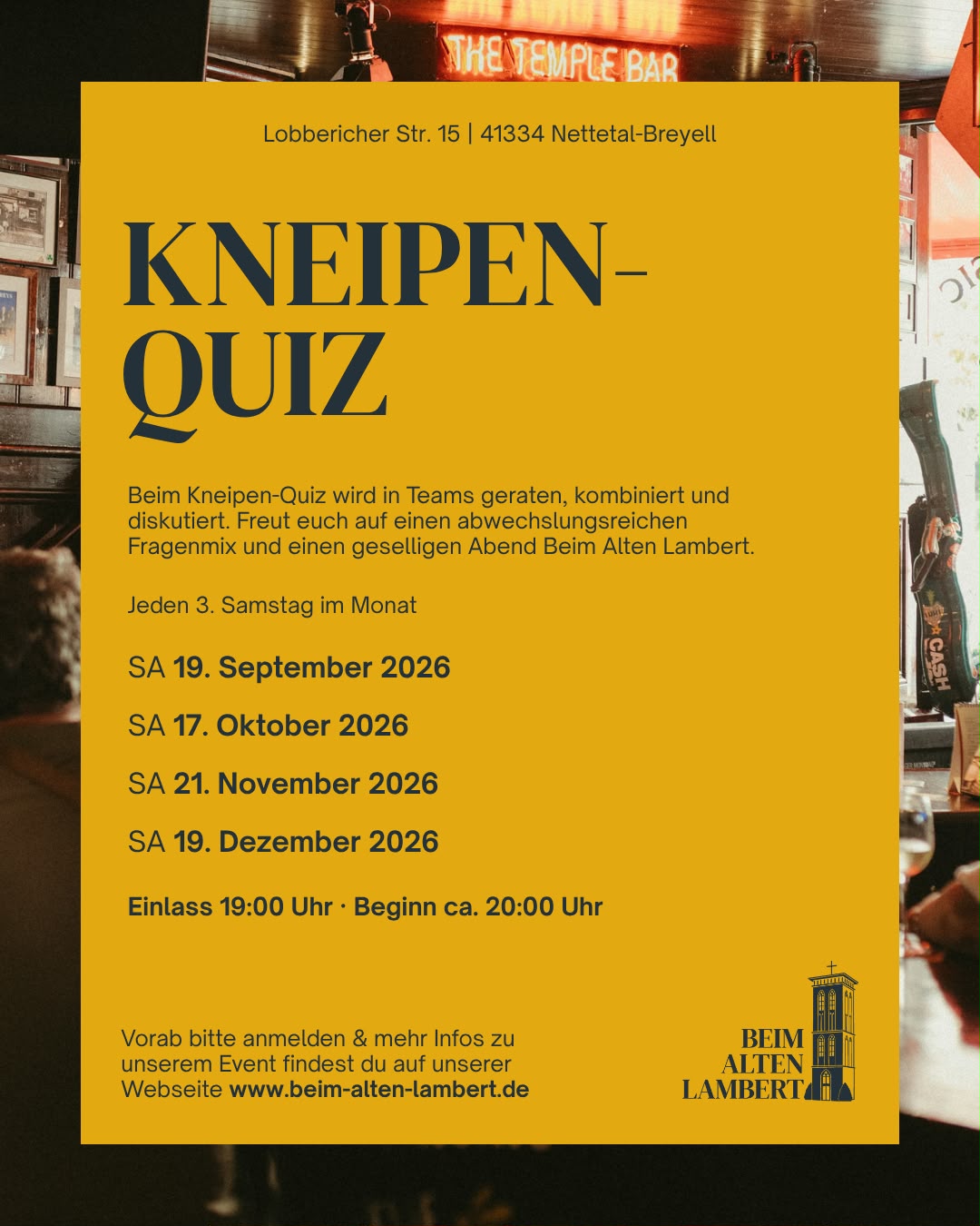 Plakat zu Kneipen-Quiz